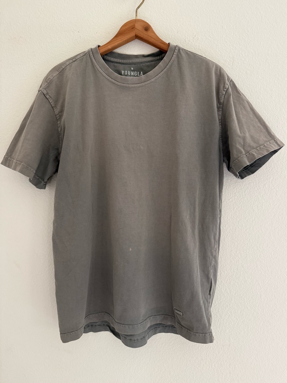 YoungLA Men’s Crewneck Shirt Faded Acid Gray Size Small